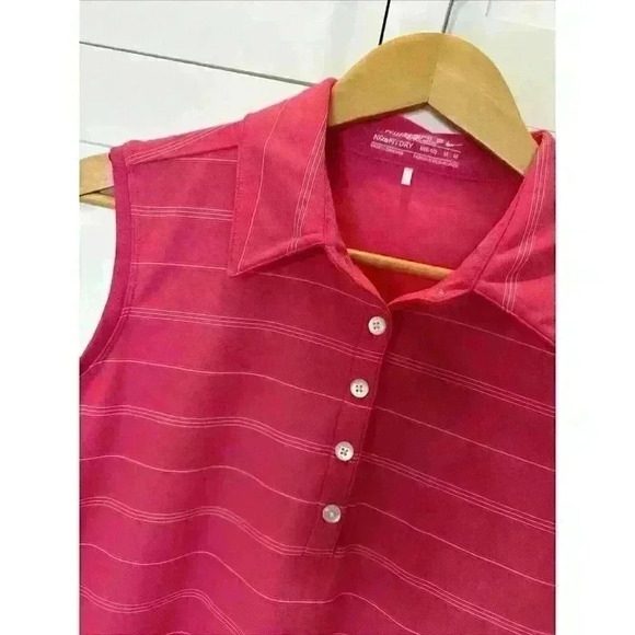 Nike Golf Dri-Fit Pink Women's Sleeveless Polo Size Medium - Picture 2 of 12